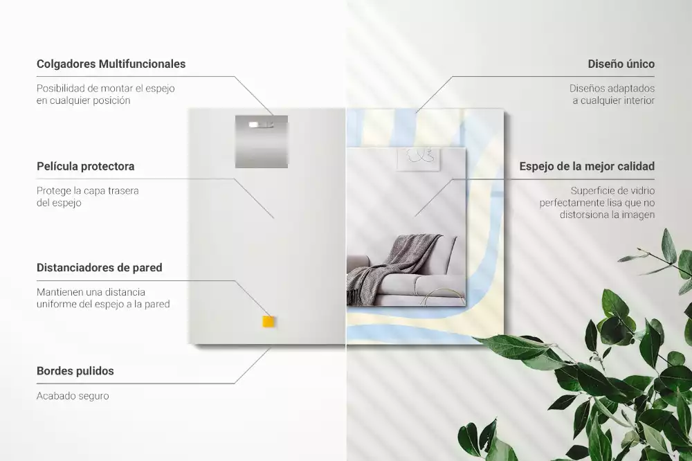 Miroir décoratif rectangulaire Motifs ondulés abstraits