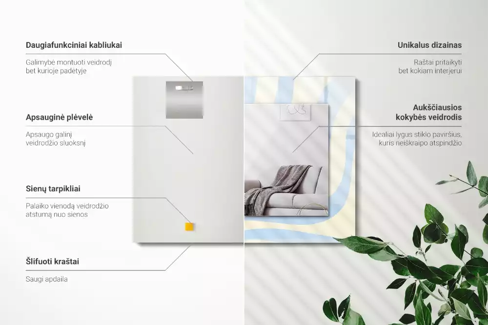 Miroir décoratif rectangulaire Motifs ondulés abstraits