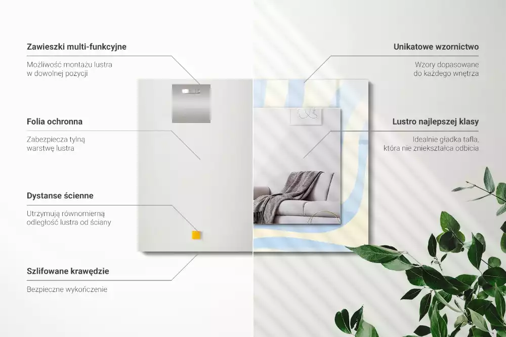 Miroir décoratif rectangulaire Motifs ondulés abstraits