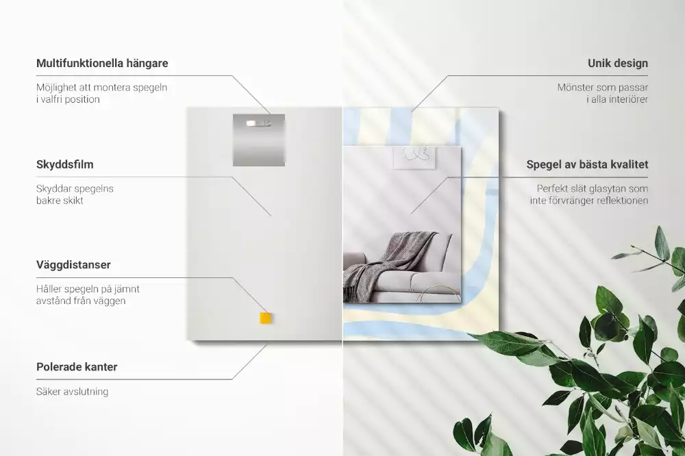 Miroir décoratif rectangulaire Motifs ondulés abstraits