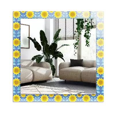 Miroir avec imprimé rectangulaire Tournesols feuilles motif