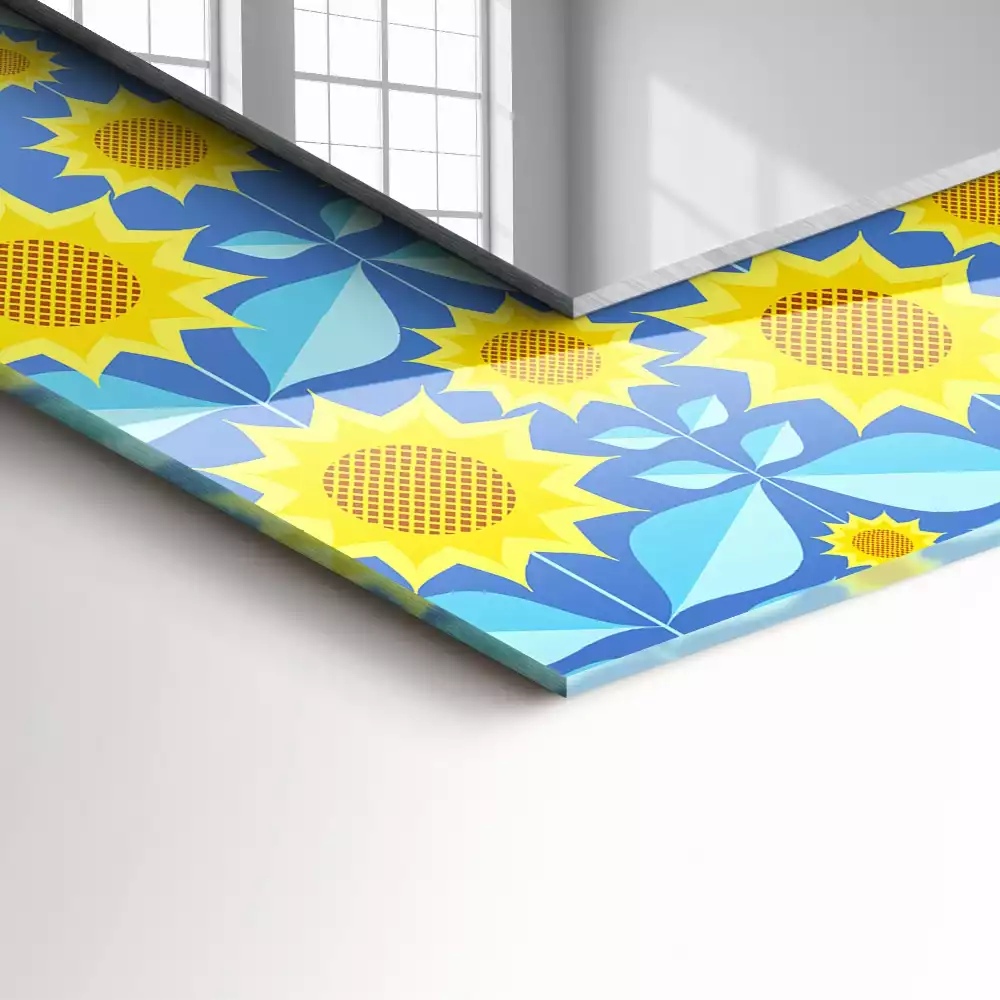 Miroir avec imprimé rectangulaire Tournesols feuilles motif