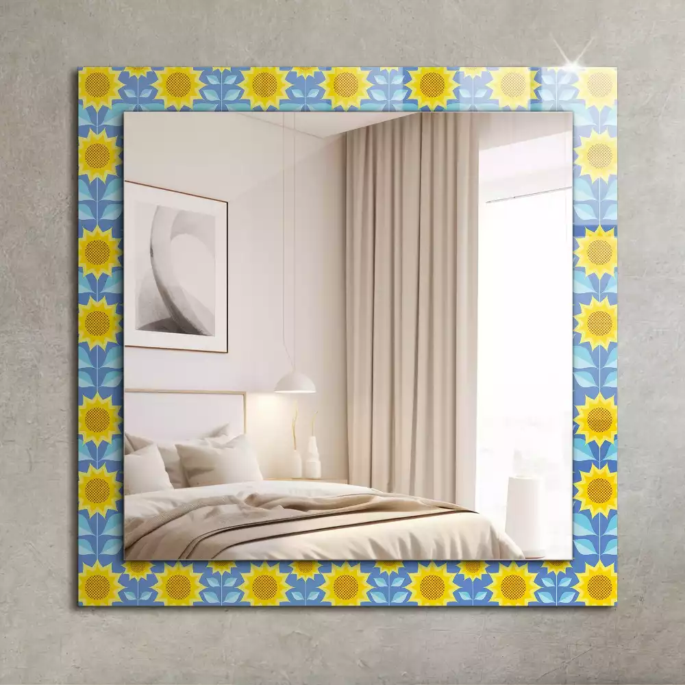 Miroir avec imprimé rectangulaire Tournesols feuilles motif