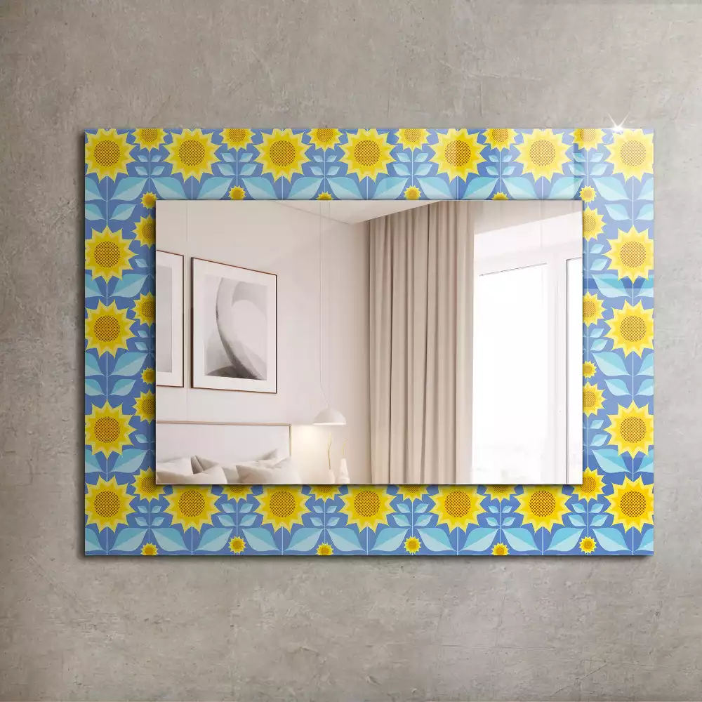 Miroir avec imprimé rectangulaire Tournesols feuilles motif