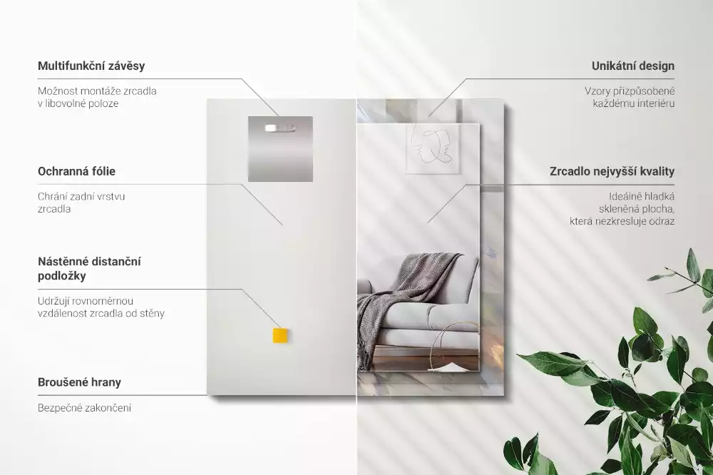 Miroir avec imprimé rectangulaire Motifs colorés abstraits