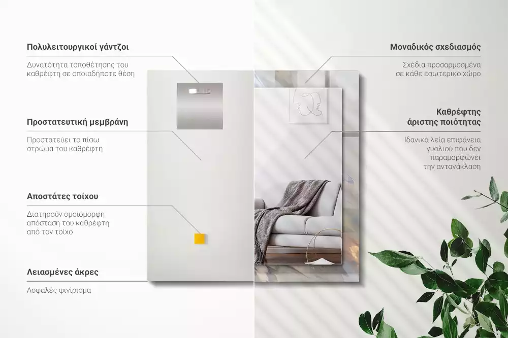 Miroir avec imprimé rectangulaire Motifs colorés abstraits