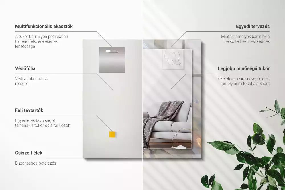 Miroir avec imprimé rectangulaire Motifs colorés abstraits