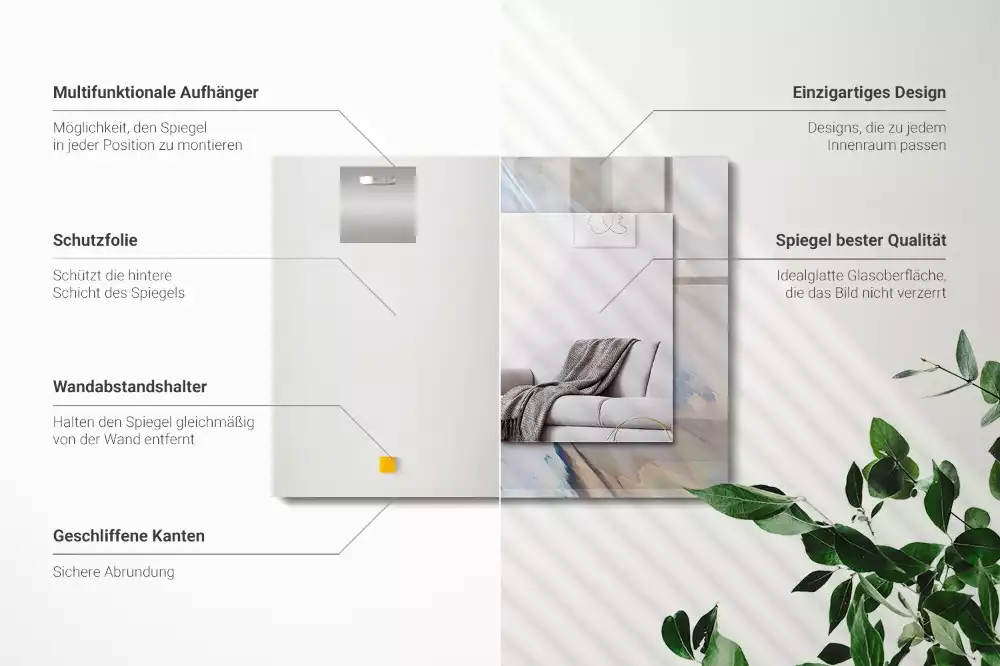 Miroir avec imprimé rectangulaire Motifs colorés abstraits