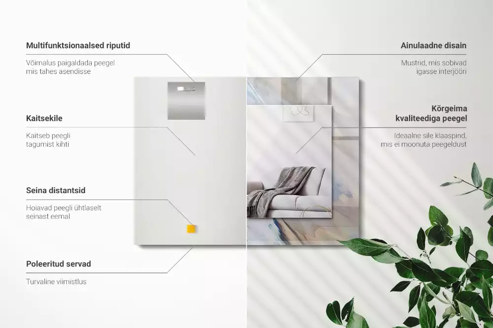 Miroir avec imprimé rectangulaire Motifs colorés abstraits