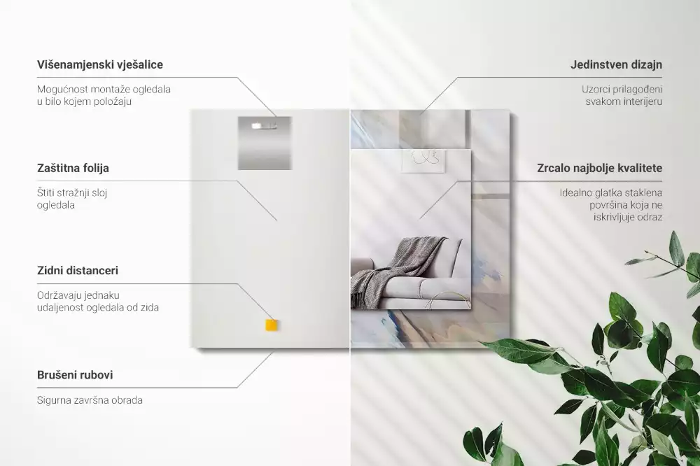 Miroir avec imprimé rectangulaire Motifs colorés abstraits