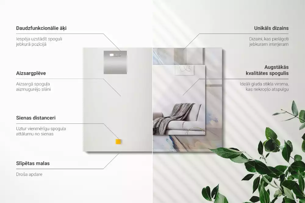 Miroir avec imprimé rectangulaire Motifs colorés abstraits