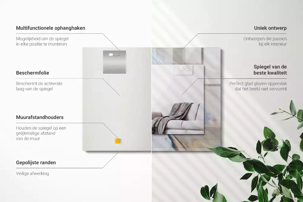 Miroir avec imprimé rectangulaire Motifs colorés abstraits