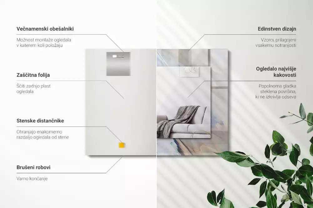 Miroir avec imprimé rectangulaire Motifs colorés abstraits