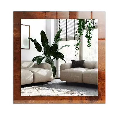 Miroir avec imprimé décoratif rectangulaire Vieille table en bois