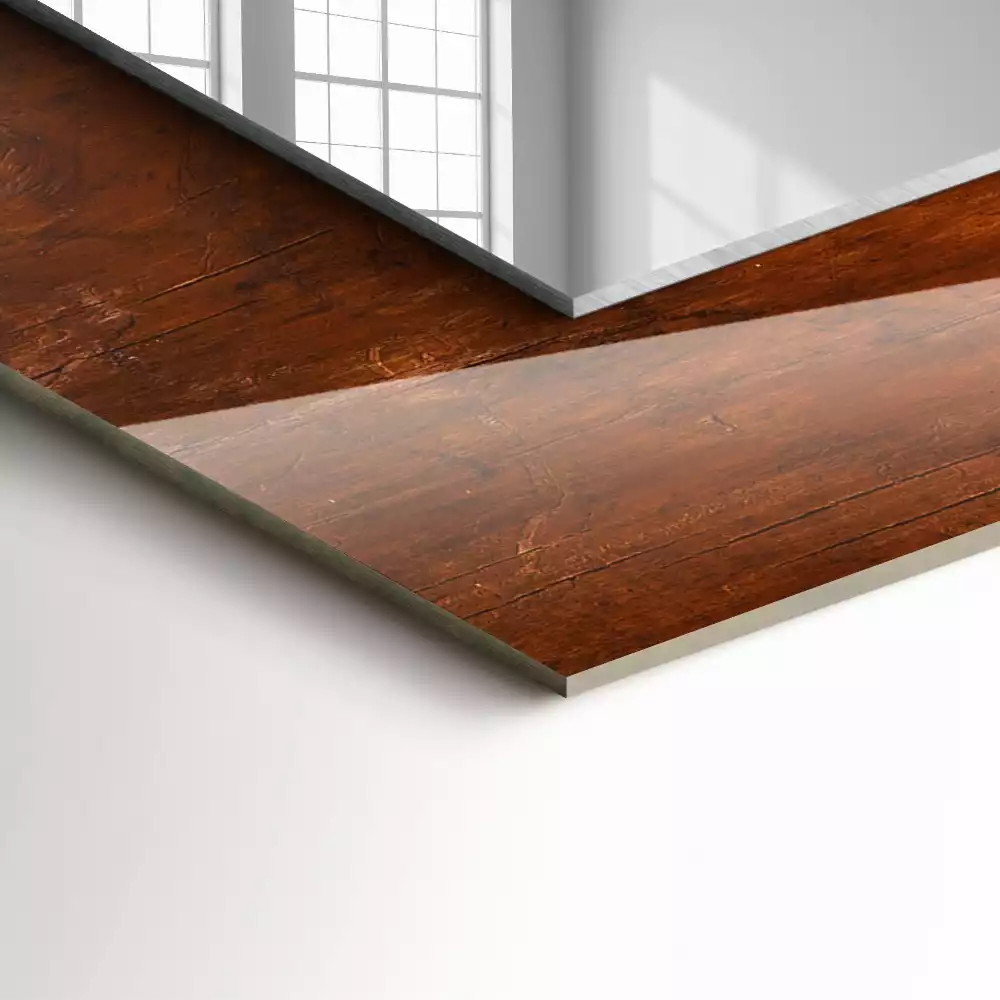 Miroir avec imprimé décoratif rectangulaire Vieille table en bois