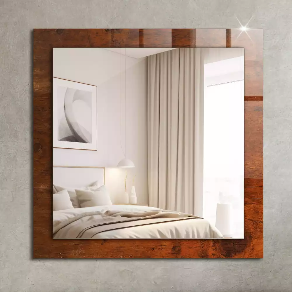 Miroir avec imprimé décoratif rectangulaire Vieille table en bois