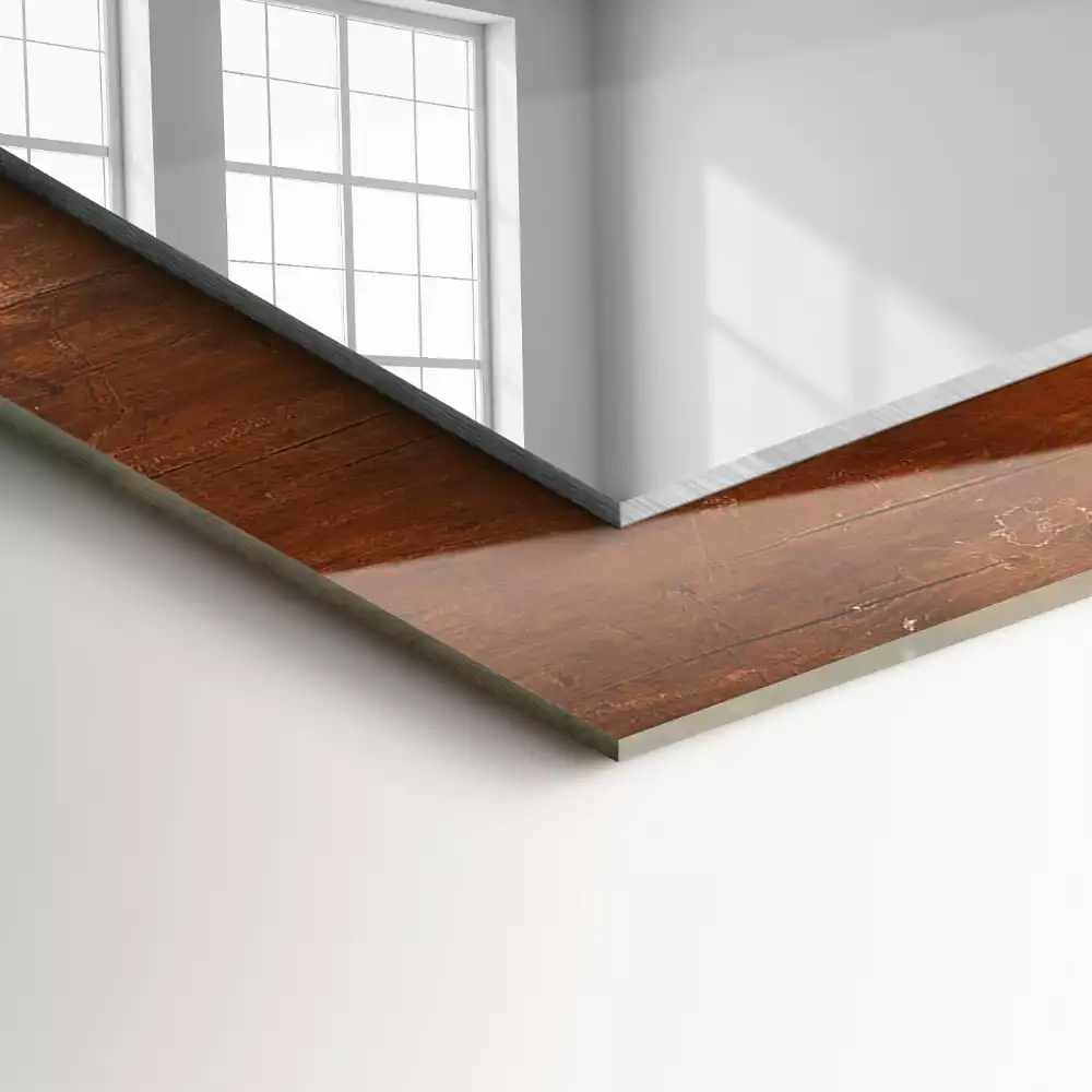Miroir avec imprimé décoratif rectangulaire Vieille table en bois