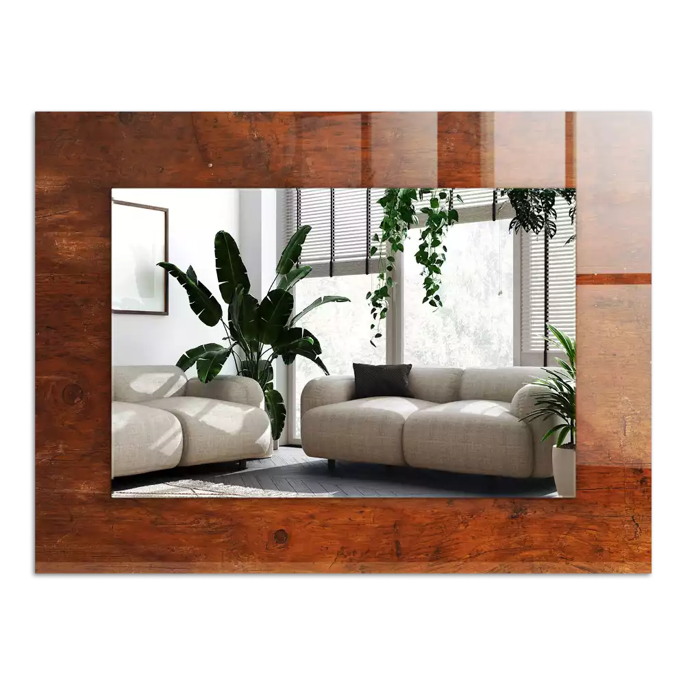 Miroir avec imprimé décoratif rectangulaire Vieille table en bois