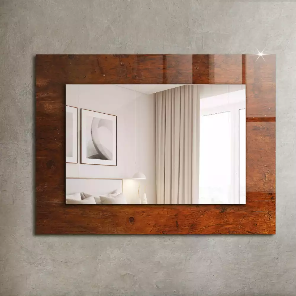 Miroir avec imprimé décoratif rectangulaire Vieille table en bois