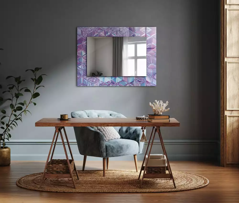 Miroir décoratif rectangulaire Cubes transparents colorés