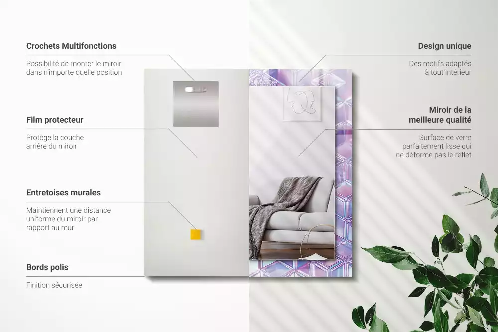 Miroir décoratif rectangulaire Cubes transparents colorés