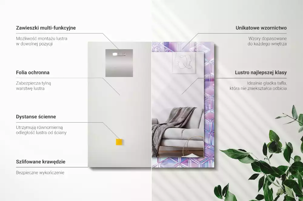 Miroir décoratif rectangulaire Cubes transparents colorés