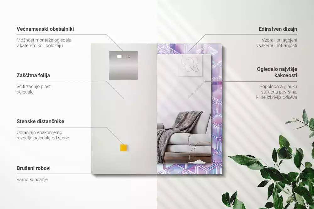 Miroir décoratif rectangulaire Cubes transparents colorés