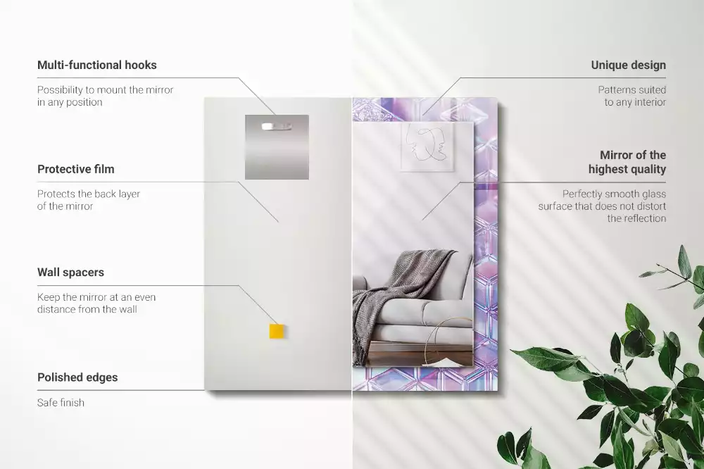 Miroir décoratif rectangulaire Cubes transparents colorés