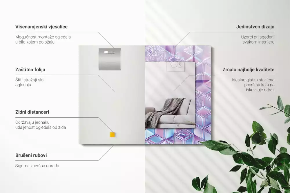 Miroir décoratif rectangulaire Cubes transparents colorés