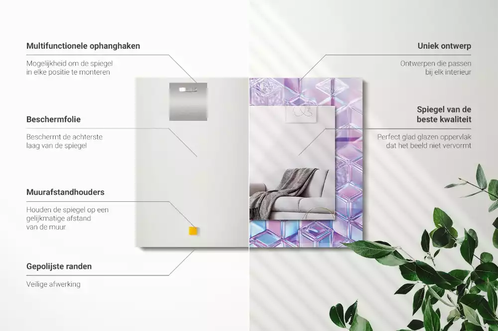 Miroir décoratif rectangulaire Cubes transparents colorés