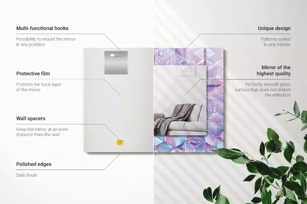 Miroir décoratif rectangulaire Cubes transparents colorés