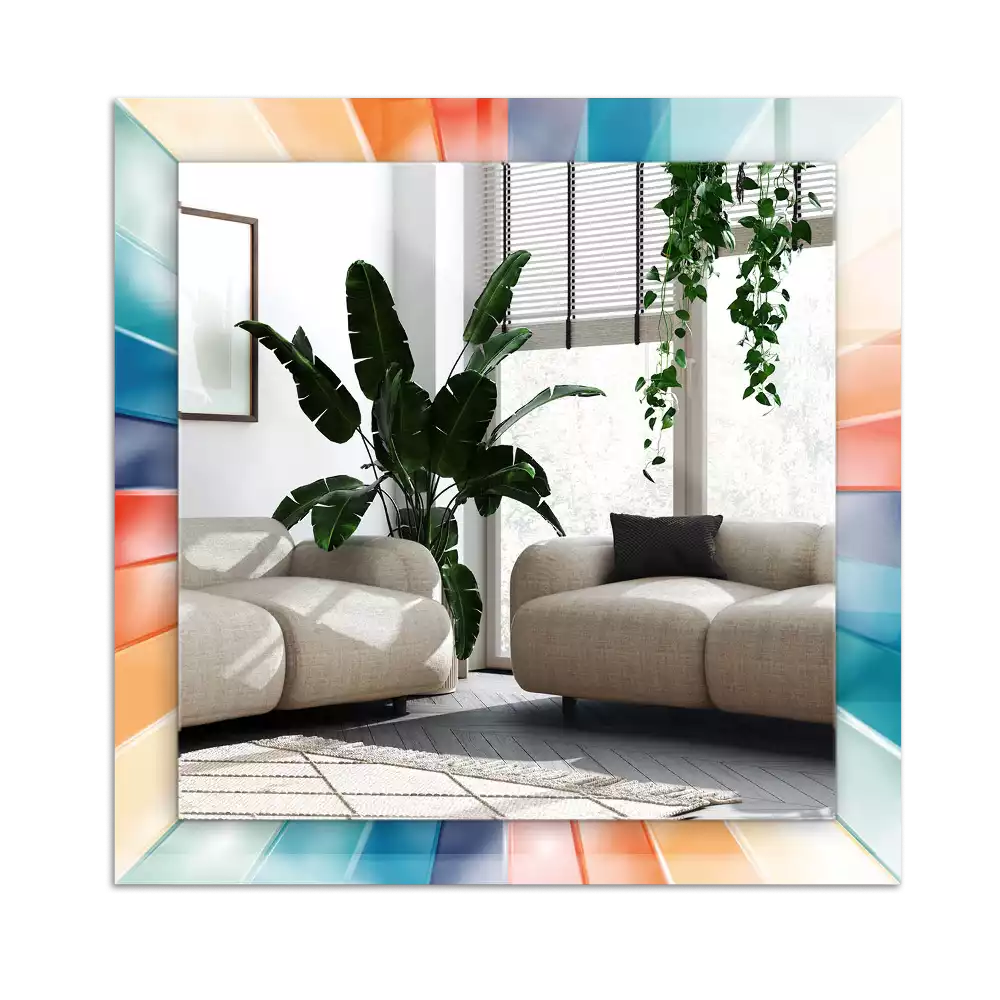 Miroir avec imprimé rectangulaire Rayons lumineux colorés