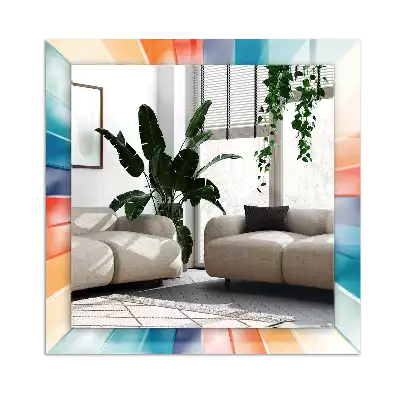 Miroir avec imprimé rectangulaire Rayons lumineux colorés