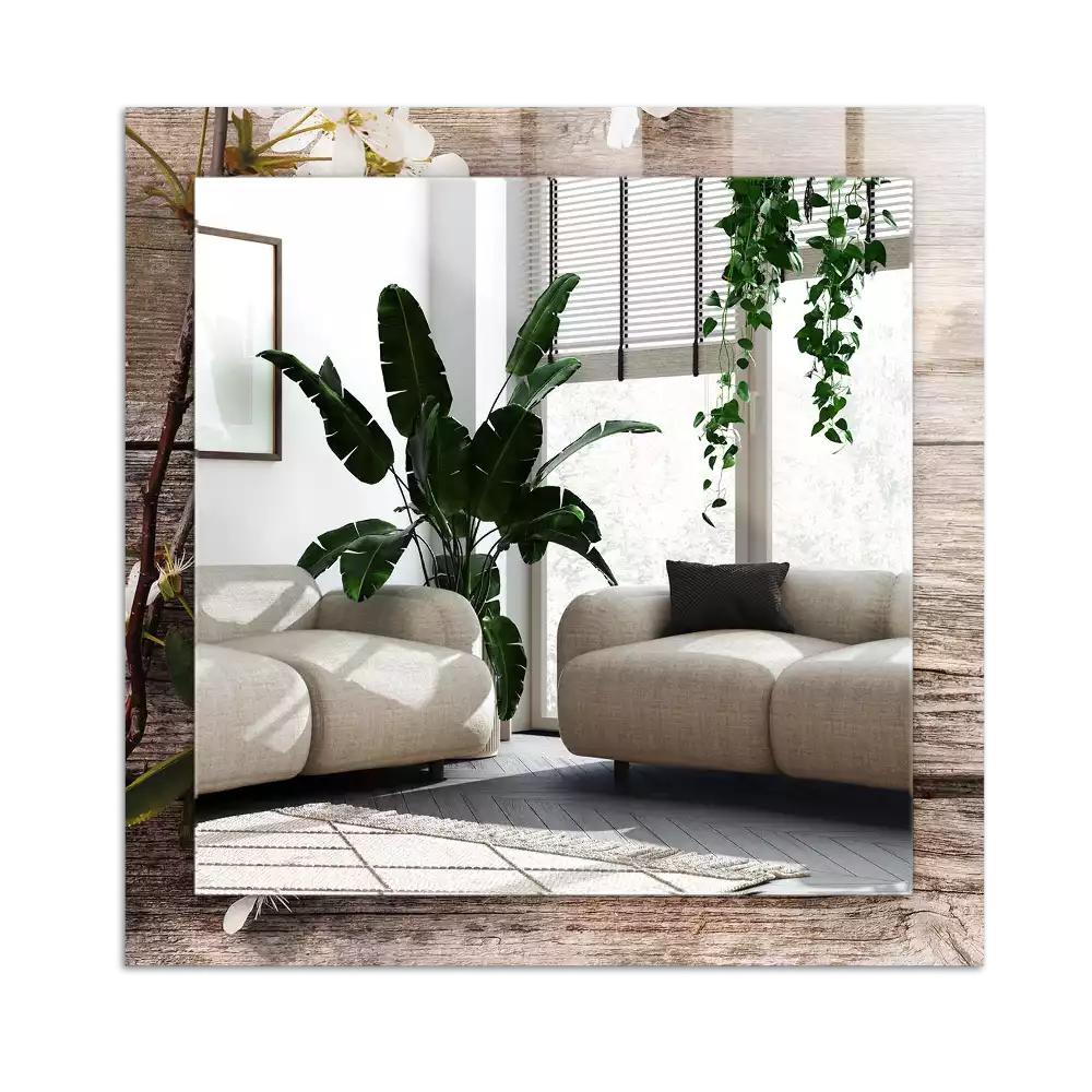 Miroir décoratif rectangulaire Fleurs sur bois