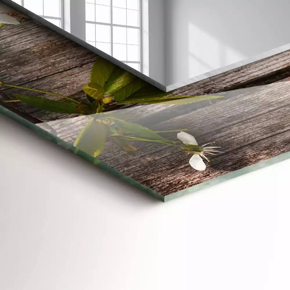 Miroir décoratif rectangulaire Fleurs sur bois