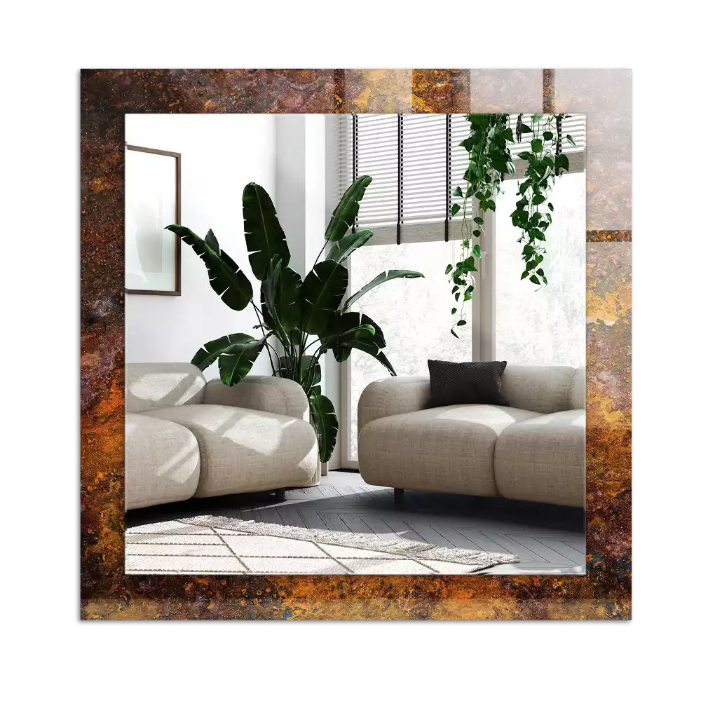 Miroir avec imprimé rectangulaire Surface métallique rouillée