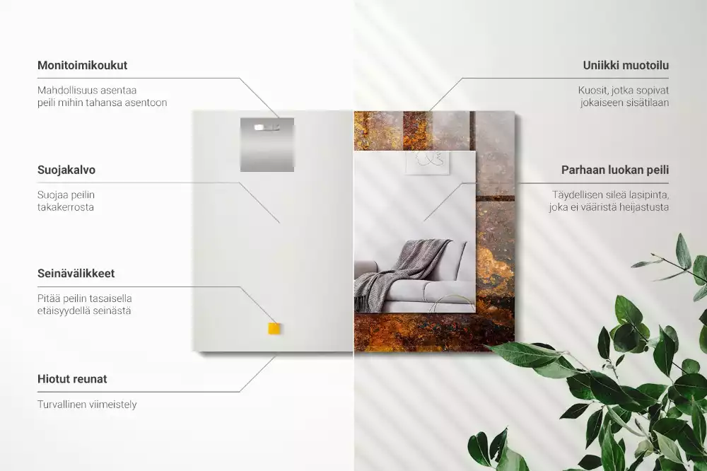 Miroir avec imprimé rectangulaire Surface métallique rouillée