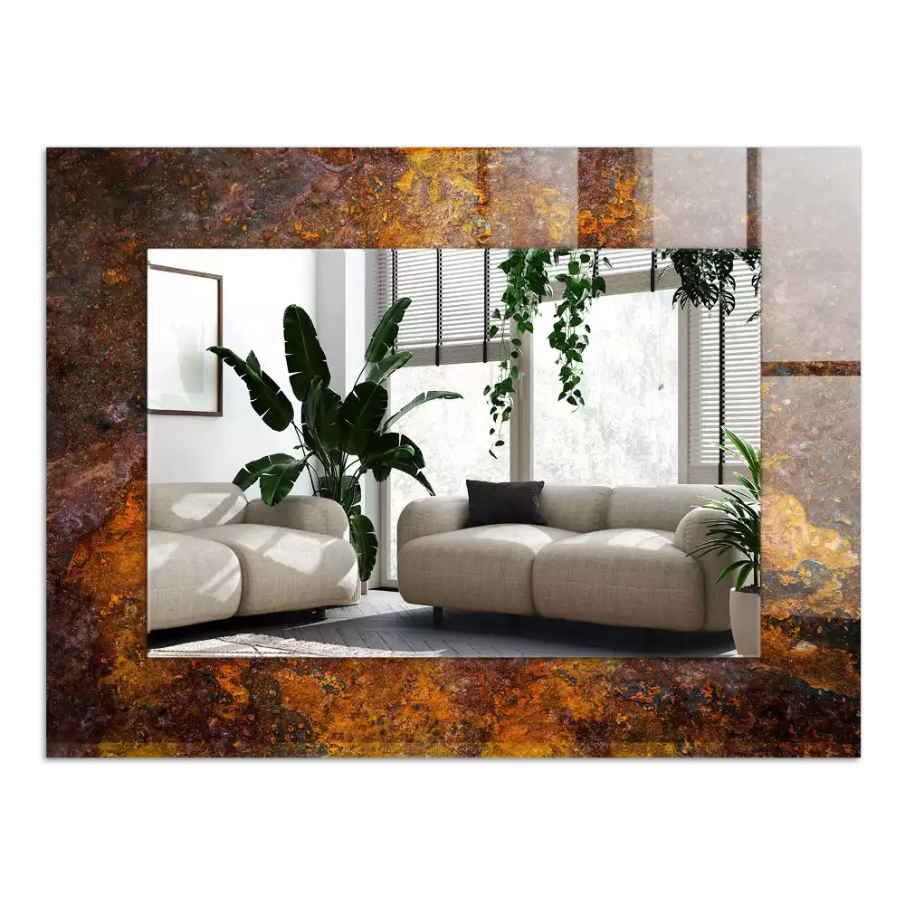 Miroir avec imprimé rectangulaire Surface métallique rouillée