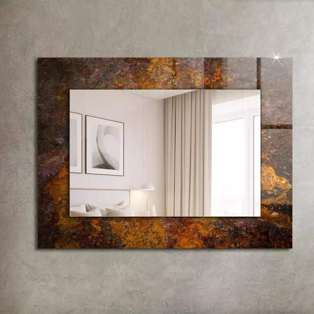 Miroir avec imprimé rectangulaire Surface métallique rouillée