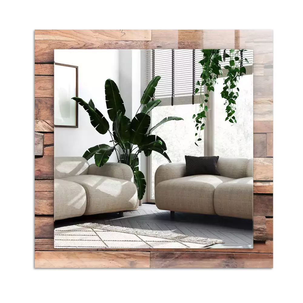 Miroir avec imprimé décoratif rectangulaire Mur bois en panneaux