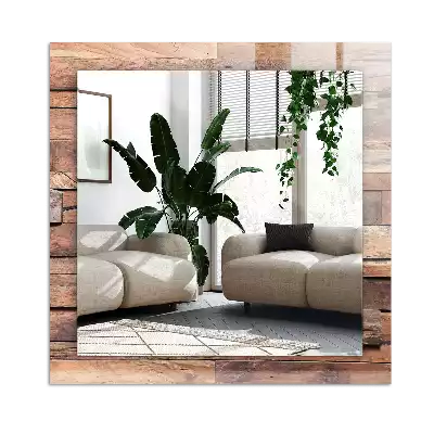 Miroir avec imprimé décoratif rectangulaire Mur bois en panneaux