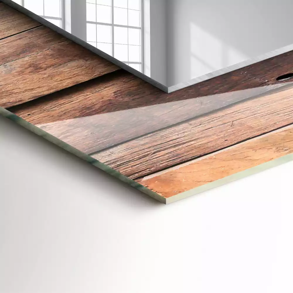 Miroir avec imprimé décoratif rectangulaire Mur bois en panneaux