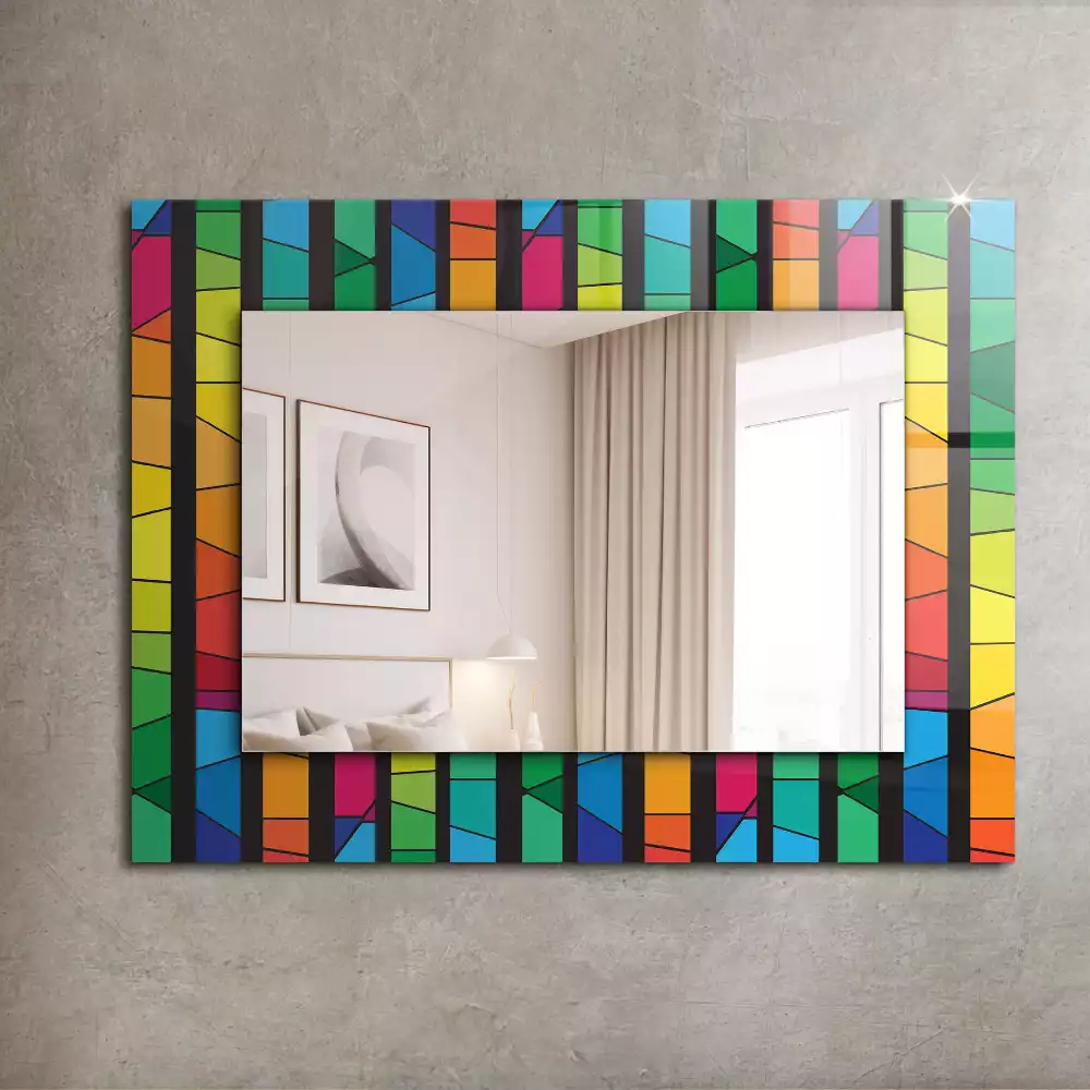 Miroir décoratif rectangulaire Bandes de vitrail colorées