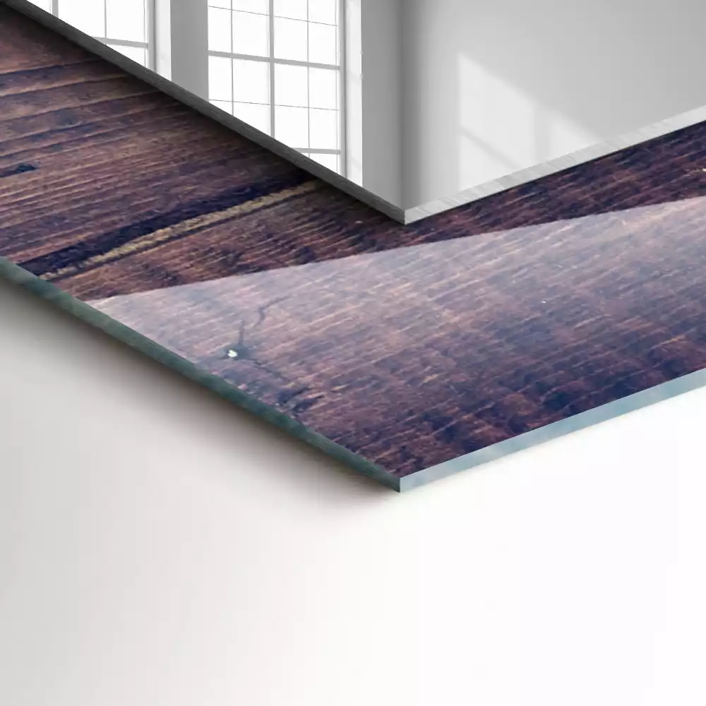 Miroir avec imprimé rectangulaire Tulipes roses bois