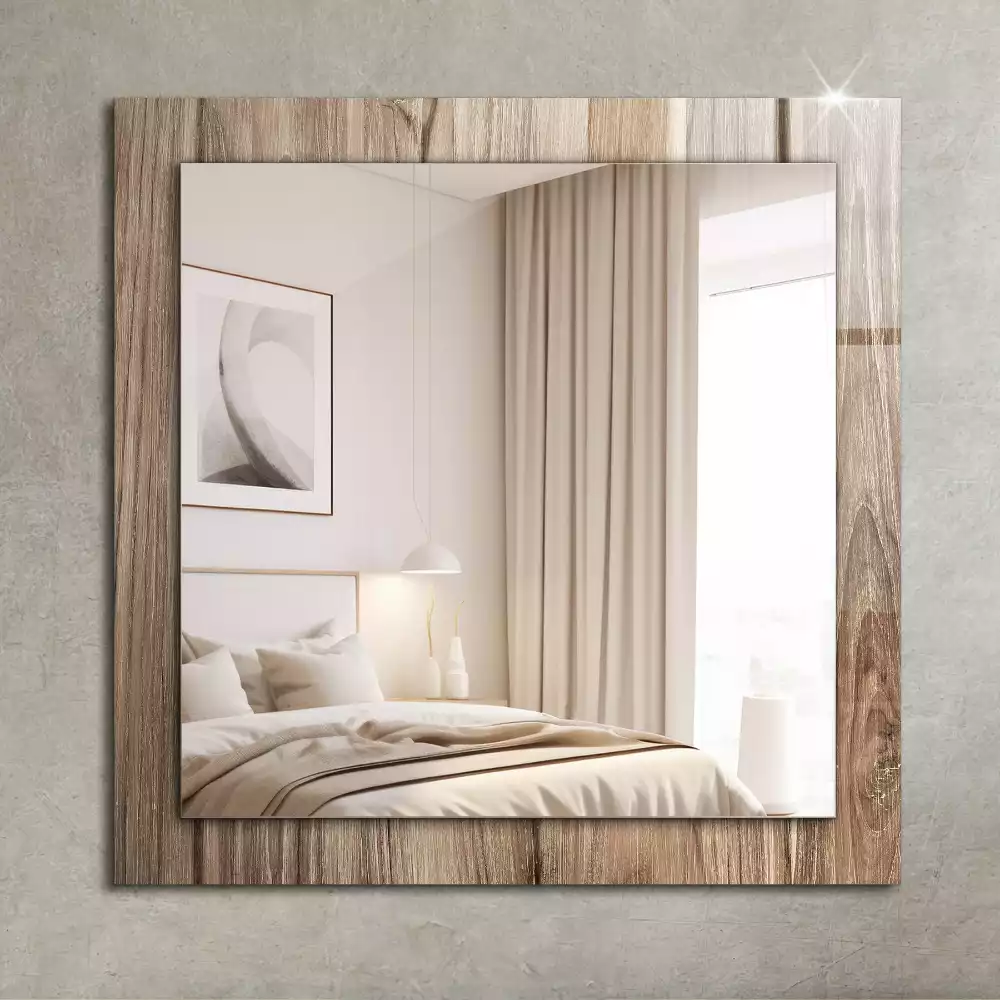 Miroir avec imprimé décoratif rectangulaire Plancher en bois