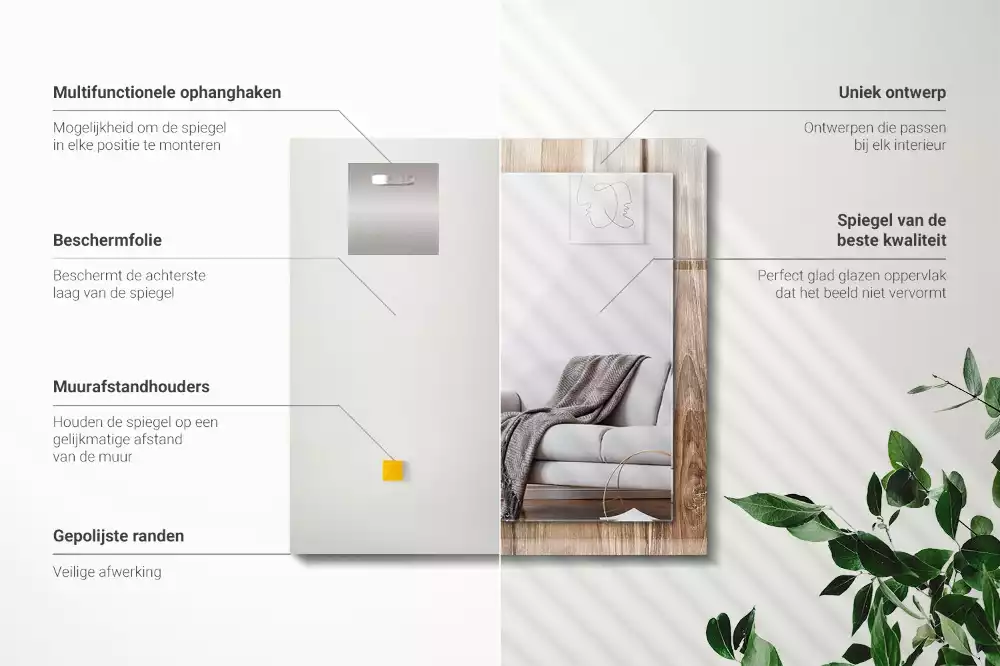 Miroir avec imprimé décoratif rectangulaire Plancher en bois