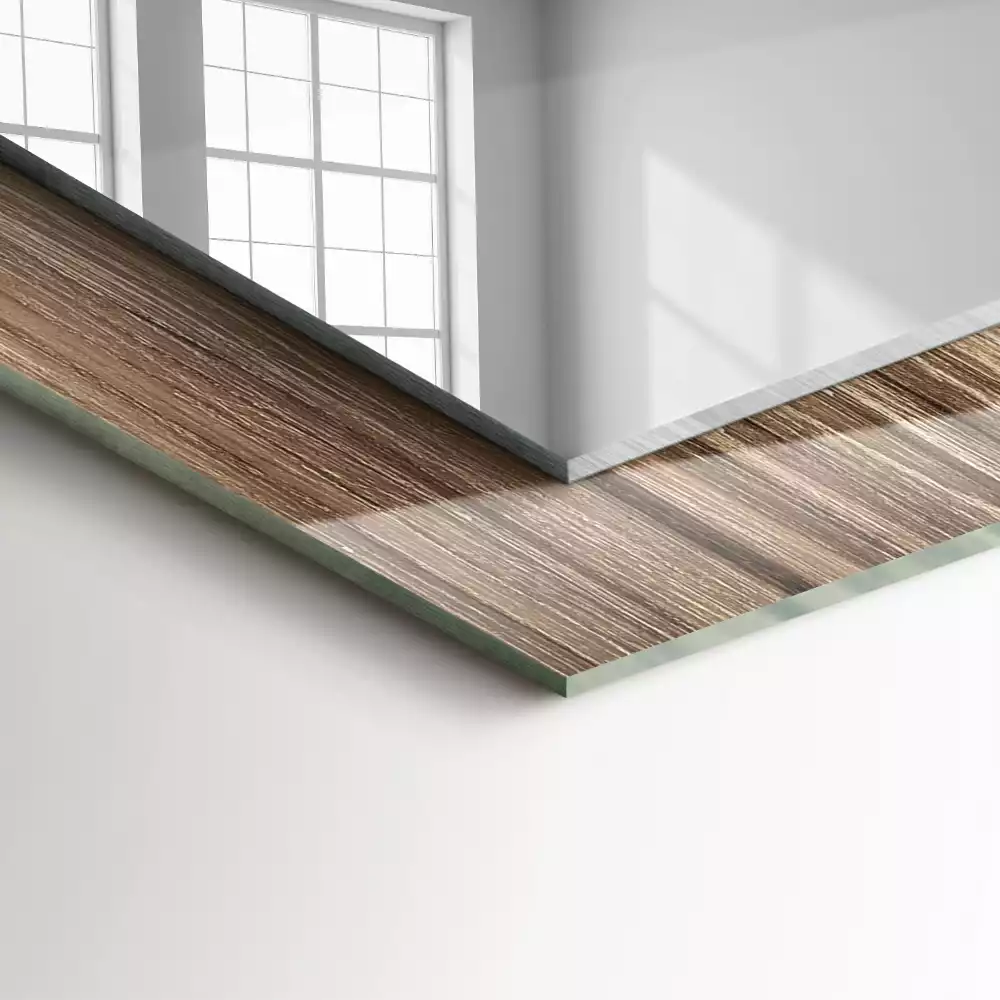 Miroir avec imprimé décoratif rectangulaire Plancher en bois