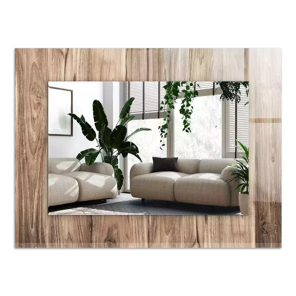 Miroir avec imprimé décoratif rectangulaire Plancher en bois