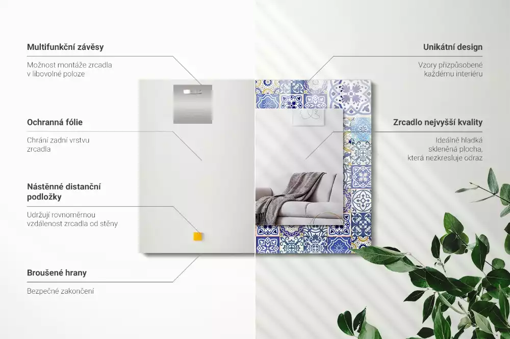 Miroir décoratif rectangulaire Carrelage mosaïque coloré