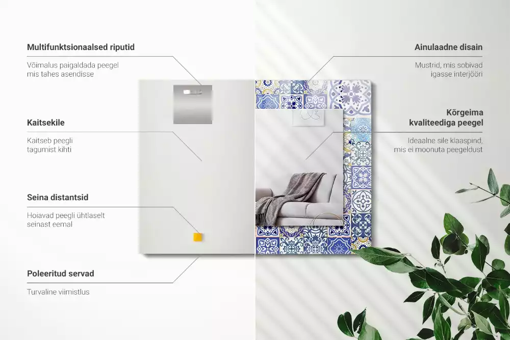 Miroir décoratif rectangulaire Carrelage mosaïque coloré